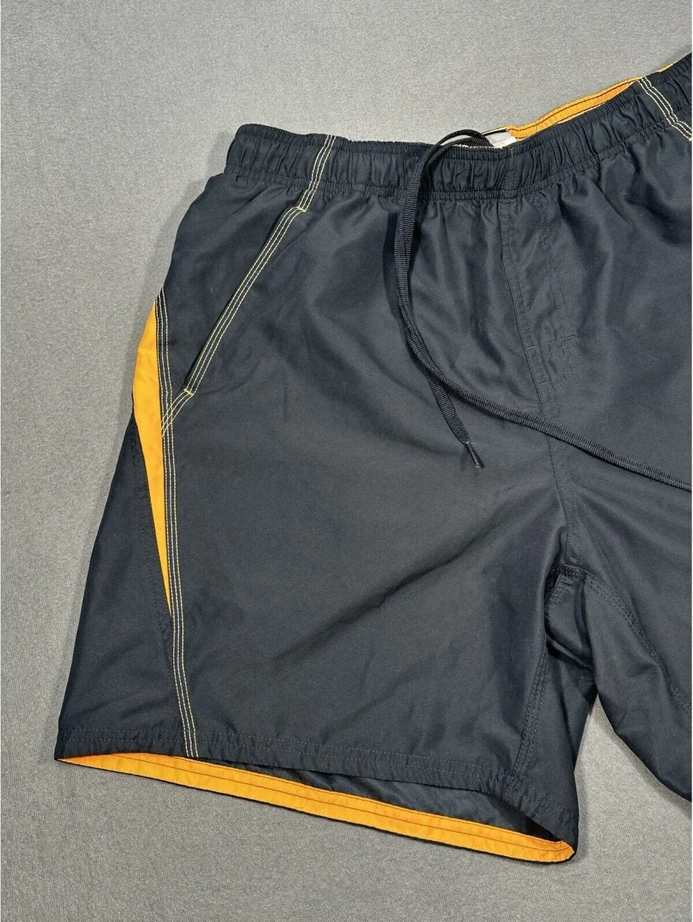 Nike Mens Swim Trunks Black Yellow Lined Board Shorts XL Drawstring